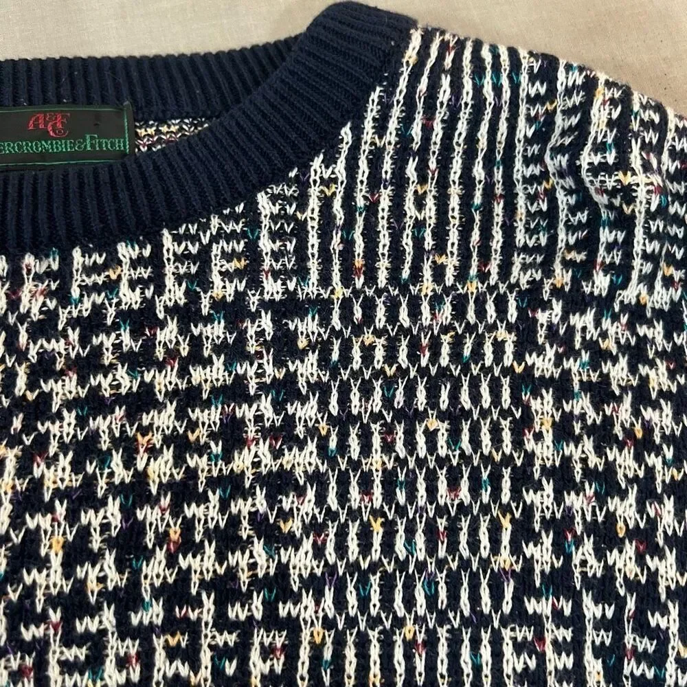Vintage Abercrombie & Fitch Multicolor Crew Neck 100% Cotton Sweater Large